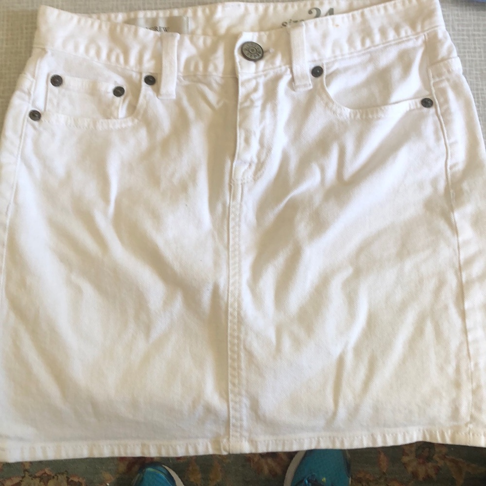J. Crew white denim mini